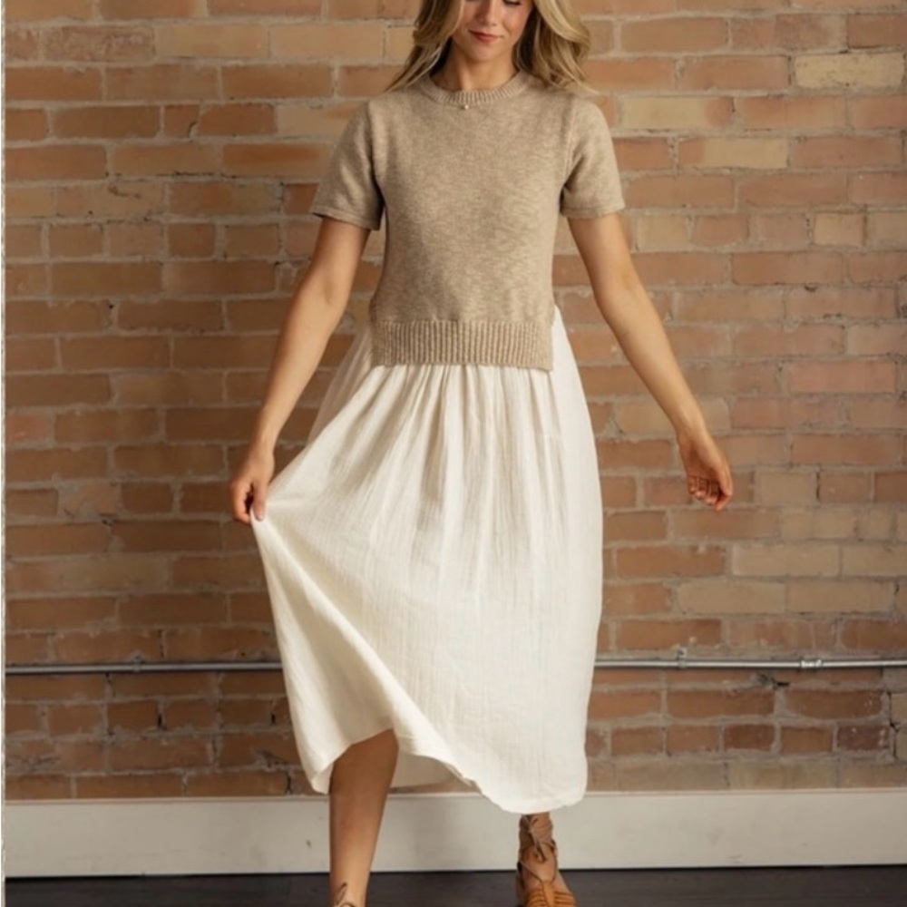 Two-Tone Knit and Skirt Dress